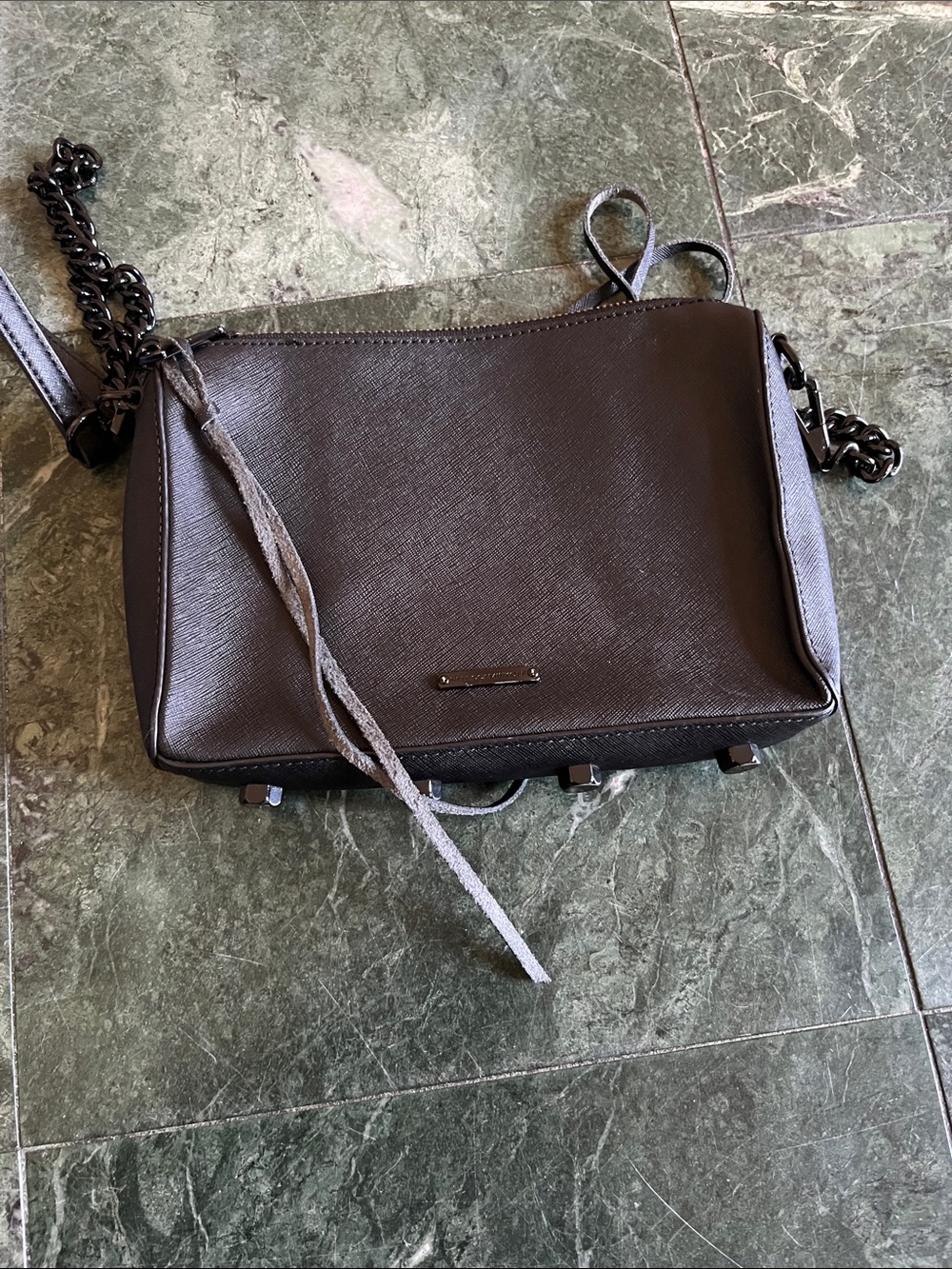 Rebecca Minkoff Black Saffiano Leather Chain Strap Crossbody